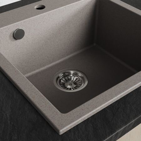Alena - chiuvetă de granit cu 1 cuvă, Bej - fotografie 4