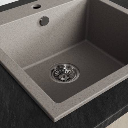 Alena - chiuvetă de granit cu 1 cuvă, Bej - fotografie 3