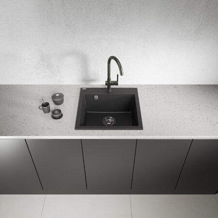 Alena - chiuvetă de granit cu 1 cuvă, Negru - fotografie 2