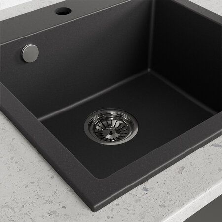 Alena - chiuvetă de granit cu 1 cuvă, Negru - fotografie 4
