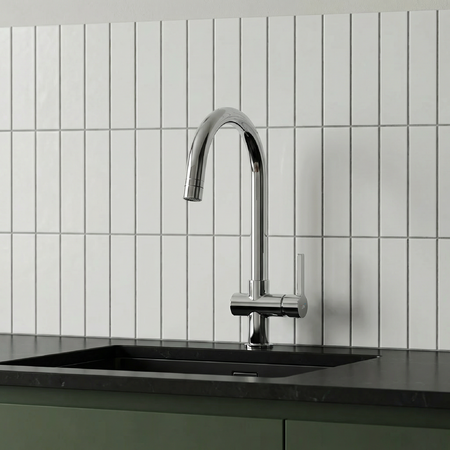 Alita - смеситель для кухонной мойки отдельно стоящий с изливом U, Хром - фото 1