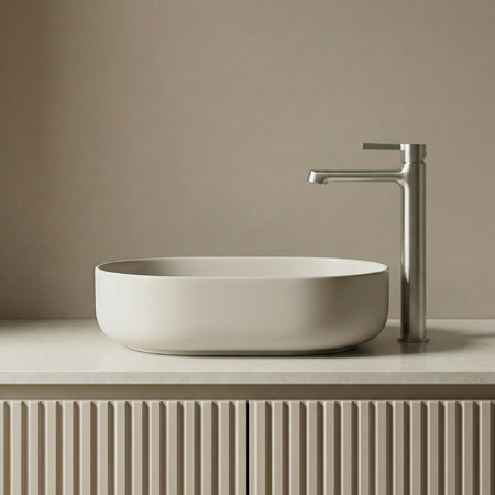 Alita - Waschtisch-Aufsatzarmatur stehend, Gebürsteter Nickel - Foto 1