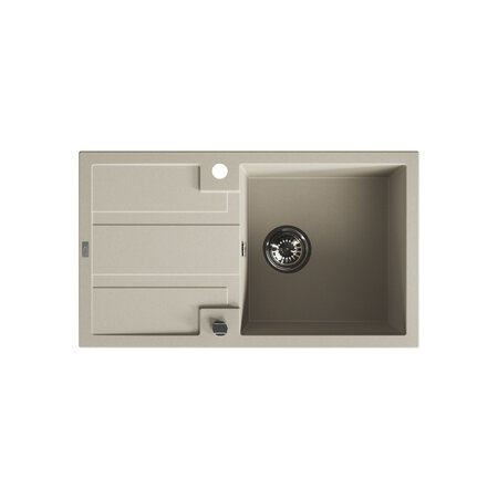 Barbados - Granitspüle 1 Becken mit Abtropffläche, Beige - Foto 1