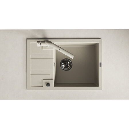 Barbados - Granitspüle 1 Becken mit kurzer Abtropffläche, Beige - Foto 3