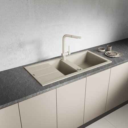 Barbados - zlewozmywak 1,5-komorowy z ociekaczem, Beż - zdjęcie 1