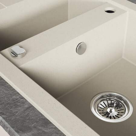 Barbados - zlewozmywak 1,5-komorowy z ociekaczem, Beż - zdjęcie 4