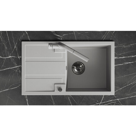 Barbados - chiuvetă cu 1 cuvă cu uscător, Gri - fotografie 3