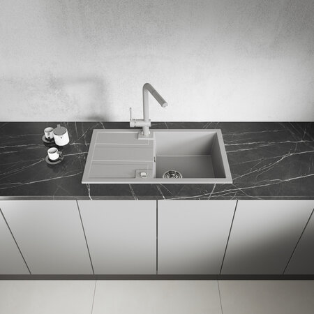 Barbados - chiuvetă cu 1 cuvă cu uscător, Gri - fotografie 2