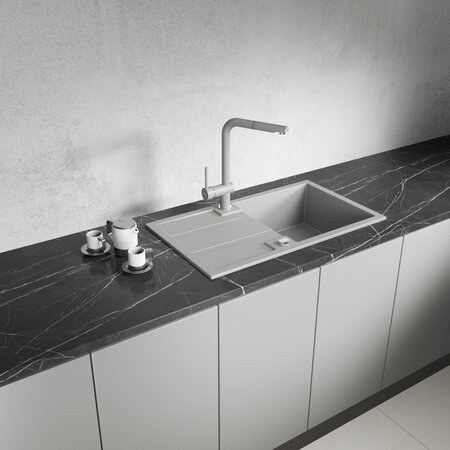 Barbados - chiuvetă cu 1 cuvă cu uscător, Gri - fotografie 1