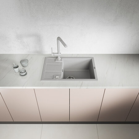 Barbados - zlewozmywak 1-komorowy z półociekaczem, Szare - zdjęcie 2