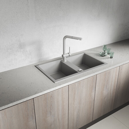 Barbados - chiuvetă cu 2 cuve fără uscător, Gri - fotografie 1