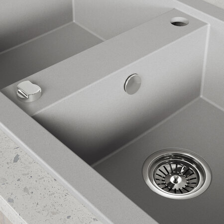 Barbados - chiuvetă cu 2 cuve fără uscător, Gri - fotografie 4