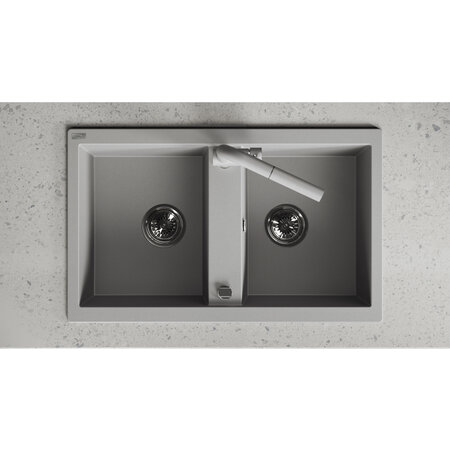 Barbados - chiuvetă cu 2 cuve fără uscător, Gri - fotografie 3