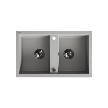 Barbados - chiuvetă cu 2 cuve fără uscător, Gri - fotografie 1