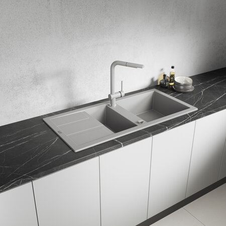 Barbados - zlewozmywak 1,5-komorowy z ociekaczem, Szare - zdjęcie 2