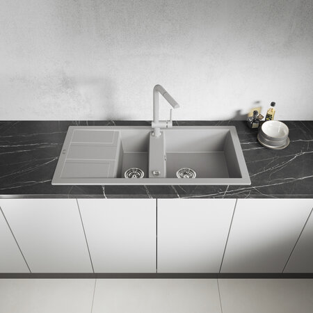 Barbados - zlewozmywak 1,5-komorowy z ociekaczem, Szare - zdjęcie 1