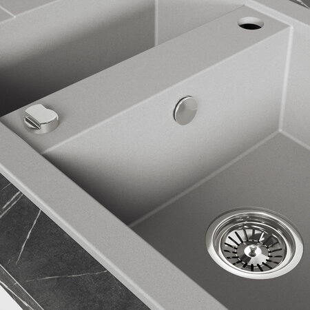 Barbados - zlewozmywak 1,5-komorowy z ociekaczem, Szare - zdjęcie 4