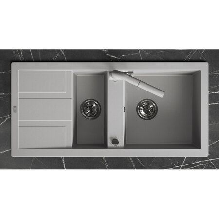 Barbados - zlewozmywak 1,5-komorowy z ociekaczem, Szare - zdjęcie 3