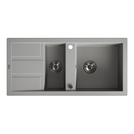 Barbados - zlewozmywak 1,5-komorowy z ociekaczem, Szare - zdjęcie 1