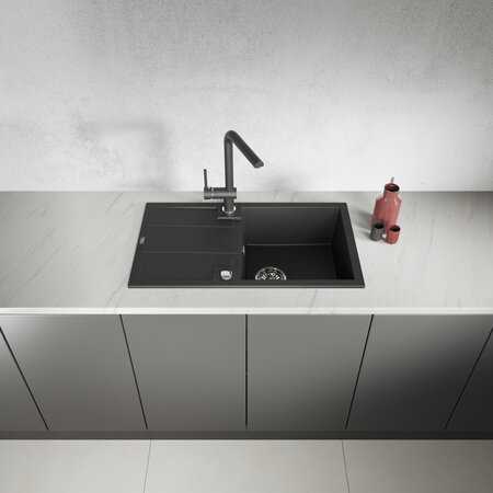 Barbados - chiuvetă cu 1 cuvă cu uscător, Negru - fotografie 2