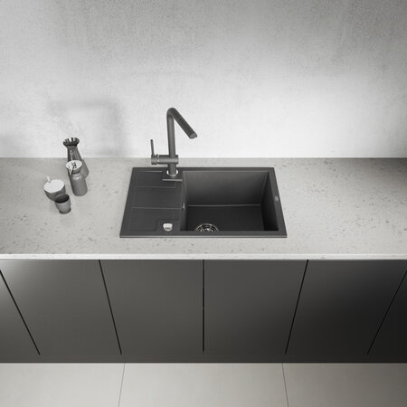 Barbados - chiuvetă cu 1 cuvă cu uscător, Negru - fotografie 1