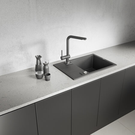 Barbados - chiuvetă cu 1 cuvă cu uscător, Negru - fotografie 2