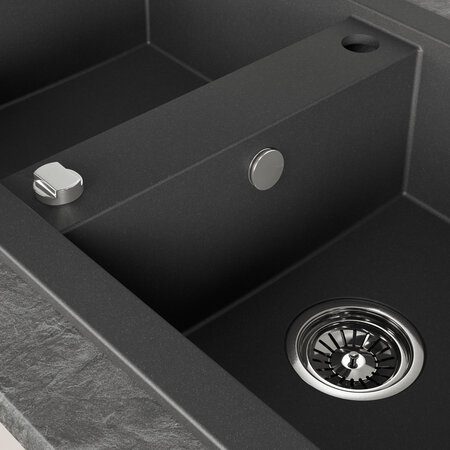 Barbados - chiuvetă cu 2 cuve fără uscător, Negru - fotografie 4