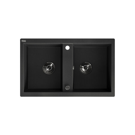 Barbados - chiuvetă cu 2 cuve fără uscător, Negru - fotografie 1