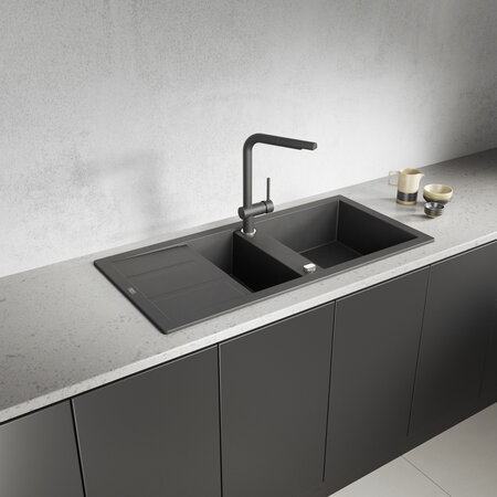 Barbados - zlewozmywak 1,5-komorowy z ociekaczem, Czarne - zdjęcie 1