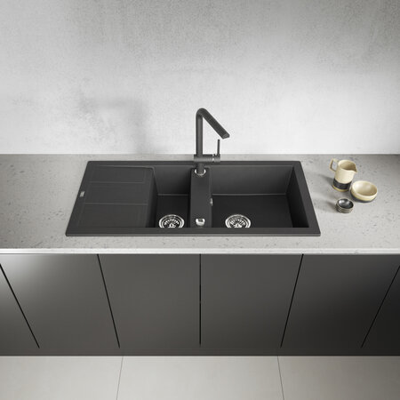 Barbados - zlewozmywak 1,5-komorowy z ociekaczem, Czarne - zdjęcie 2