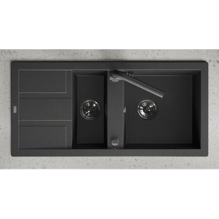 Barbados - zlewozmywak 1,5-komorowy z ociekaczem, Czarne - zdjęcie 3