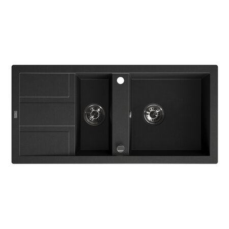 Barbados - zlewozmywak 1,5-komorowy z ociekaczem, Czarne - zdjęcie 1