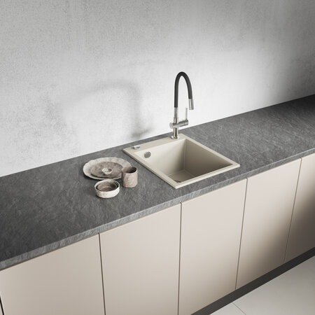 Chichi - chiuvetă cu 1 cuvă fără uscător, Bej - fotografie 1