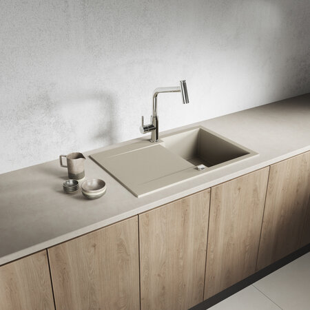 Chichi - chiuvetă cu 1 cuvă cu uscător, Bej - fotografie 1