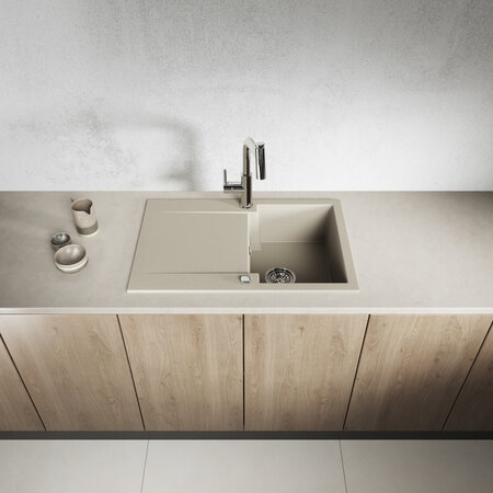 Chichi - chiuvetă cu 1 cuvă cu uscător, Bej - fotografie 2