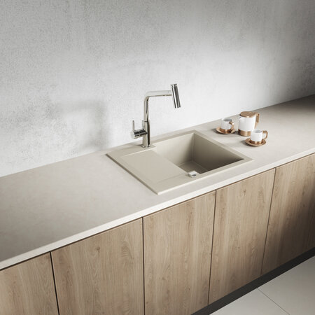 Chichi  - Granitspüle 1 Becken mit kurzer Abtropffläche, Beige - Foto 1