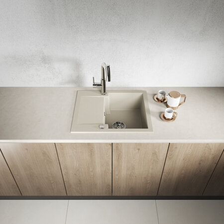 Chichi  - Granitspüle 1 Becken mit kurzer Abtropffläche, Beige - Foto 2