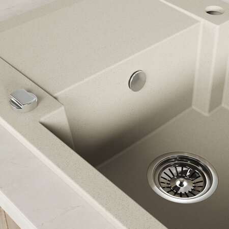 Chichi  - Granitspüle 1 Becken mit kurzer Abtropffläche, Beige - Foto 4