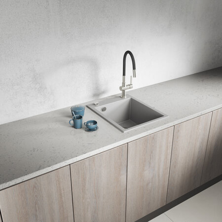 Chichi - chiuvetă cu 1 cuvă fără uscător, Gri - fotografie 1