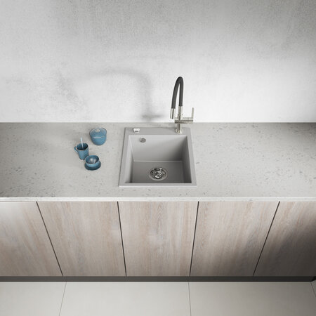 Chichi - chiuvetă cu 1 cuvă fără uscător, Gri - fotografie 2