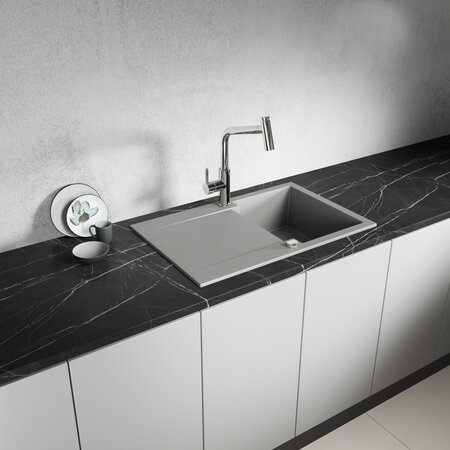 Chichi - chiuvetă cu 1 cuvă cu uscător, Gri - fotografie 1