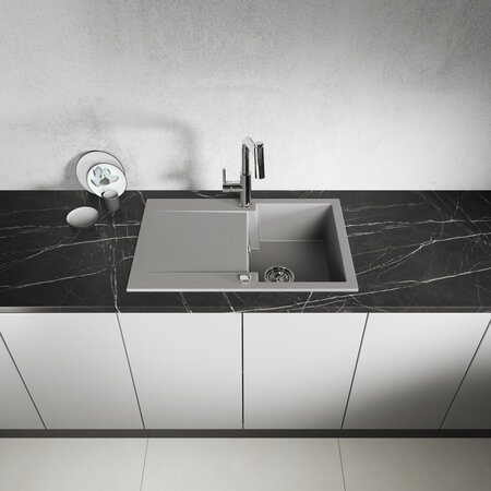 Chichi - chiuvetă cu 1 cuvă cu uscător, Gri - fotografie 2