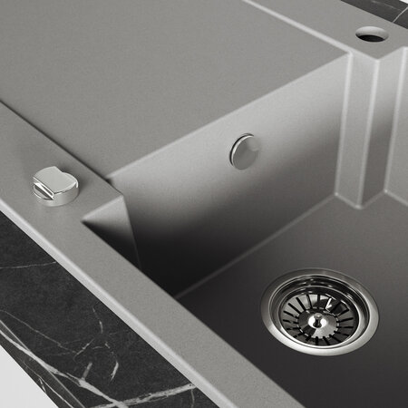 Chichi - chiuvetă cu 1 cuvă cu uscător, Gri - fotografie 4