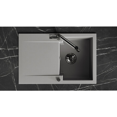 Chichi - chiuvetă cu 1 cuvă cu uscător, Gri - fotografie 3