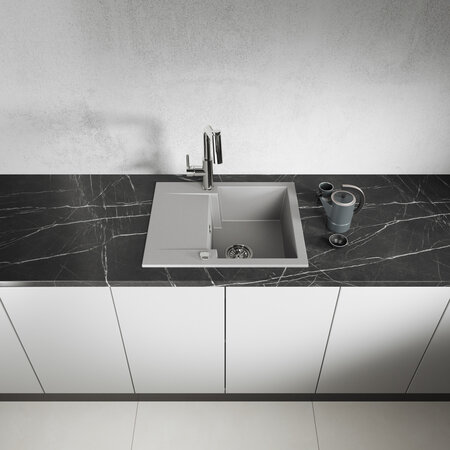 Chichi - zlewozmywak 1-komorowy z półociekaczem, Szare - zdjęcie 2