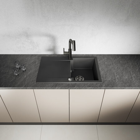 Chichi  - Granitspüle 1 Becken mit Abtropffläche, Schwarz - Foto 2