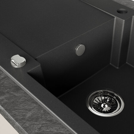 Chichi  - Granitspüle 1 Becken mit Abtropffläche, Schwarz - Foto 4