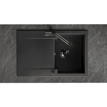 Chichi  - Granitspüle 1 Becken mit Abtropffläche, Schwarz - Foto 3