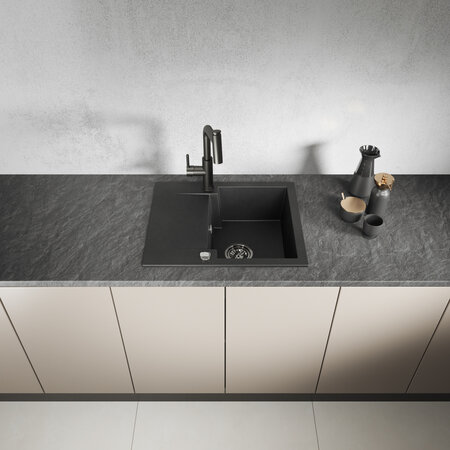 Chichi - granite sink - 1 bowl with a half drainer, Black - photo 2