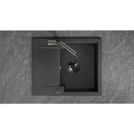 Chichi - granite sink - 1 bowl with a half drainer, Black - photo 3